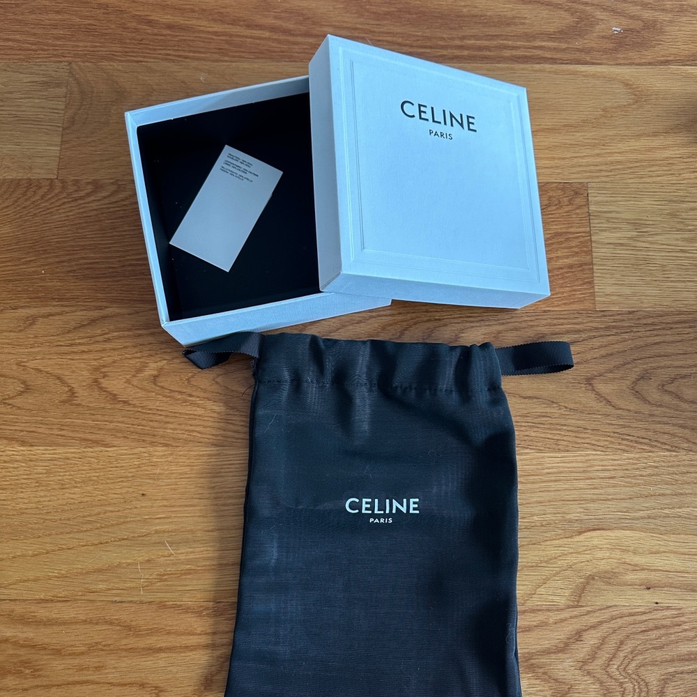 Celine Black Drawstring Logo Pouch Dust Bag & Box